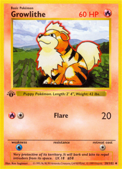 Growlithe BS 28 translates to Caninos BS 28 in French. image