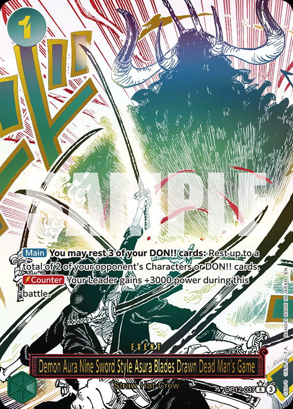 Demon Aura Nine Sword Style Asura Blades Drawn Dead Man's Game OP12-037 Crop image Wallpaper