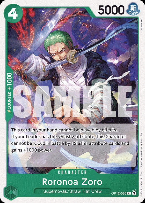 Roronoa Zoro OP12-036 Crop image Wallpaper
