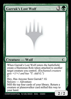 carta spoiler Garruk's Lost Wolf // Hey, Has Anyone Seen Garruk?