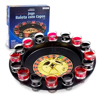 Cassino Roleta Shot Com 16 Copos De Vidro Bebida Drink Full hd image