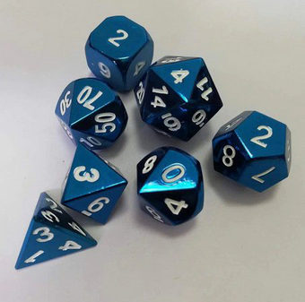 Set aus blauen Metallwürfeln (7 Würfel) image