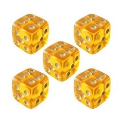 Прозрачный желтый кубик D6