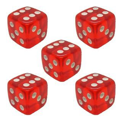 Красный прозрачный игральный кубик D6
