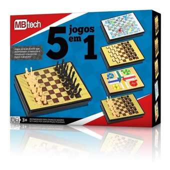 Kit Tabuleiro 5 Jogos Em 1 Xadrez Dama Ludo Diversão Lógica Full hd image