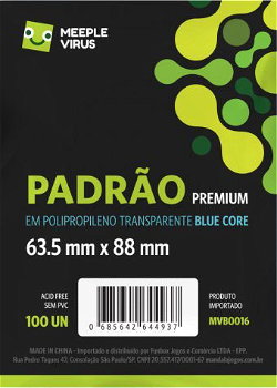Sleeve Meeple Vírus Núcleo Azul Padrão Premium (63,5 X 88mm) image