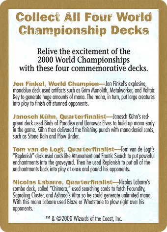 2000 World Championships Ad Card image