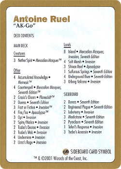 Liste de deck d'Antoine Ruel