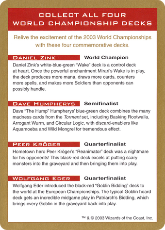 2003 World Championships Ad Card image