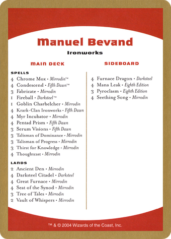 Manuel Bevand Decklist Full hd image