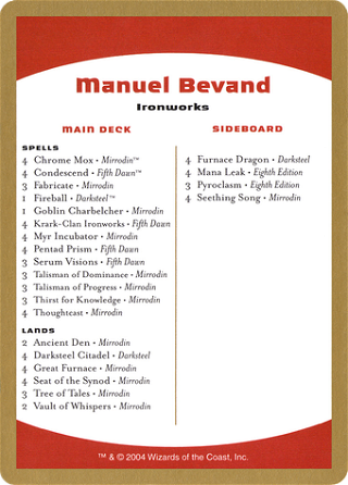 Manuel Bevand Decklist image