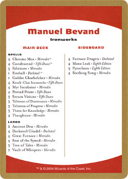 Lista de mazo de Manuel Bevand