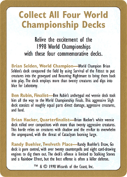 Set World Championship Decks 1998 (wc98) Set spoilers, combos 
