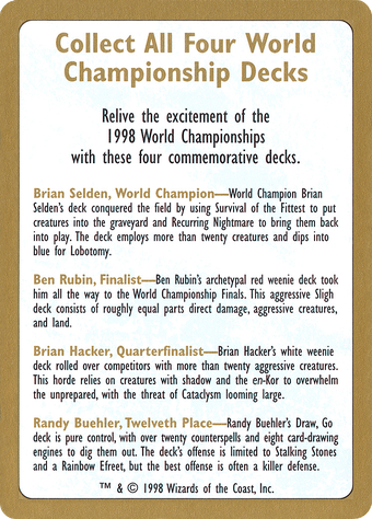 1998 World Championships Ad Card image