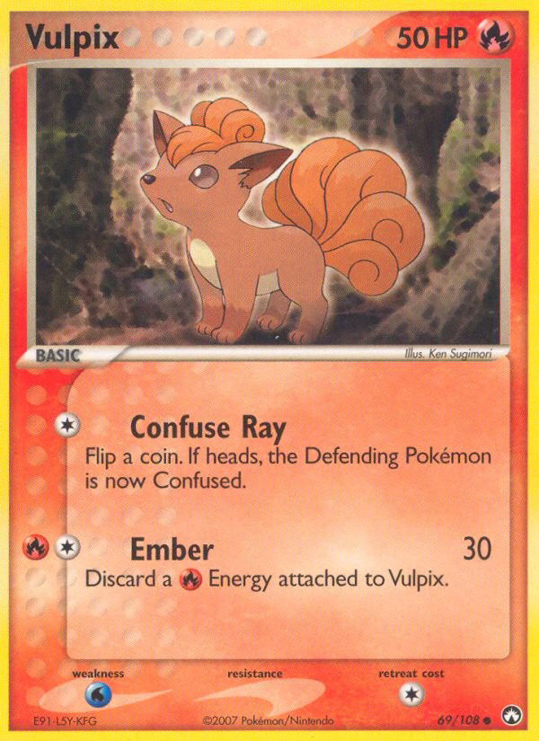 Original Base Set Pokemon Cards Vulpix, Ponyta and Fire Energy