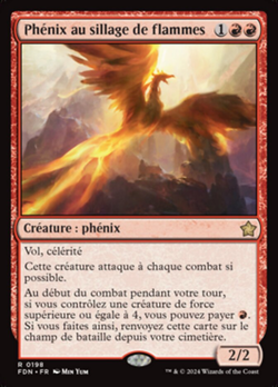 Phénix au sillage de flammes