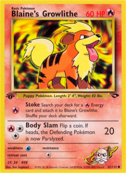 Blaine's Growlithe G2 62 translates to Caninos de Auguste G2 62 in French. image