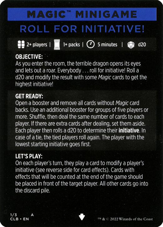 Roll for Initiative Card // Roll for Initiative (cont'd) Card image