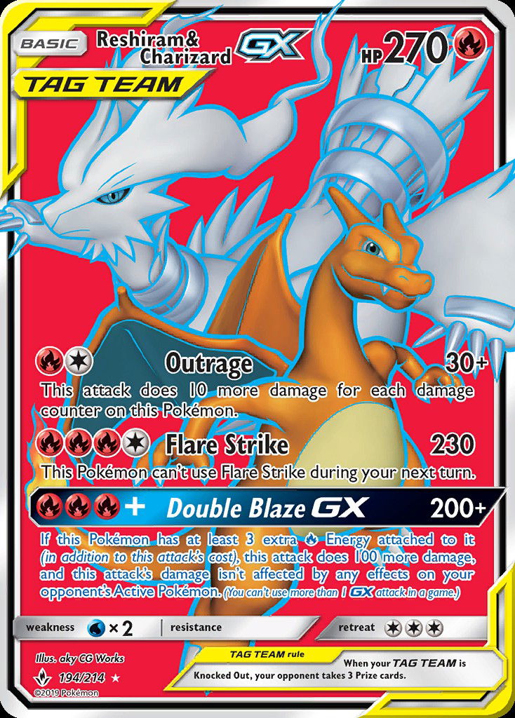 Reshiram & Charizard-GX UNB 194 Crop image Wallpaper