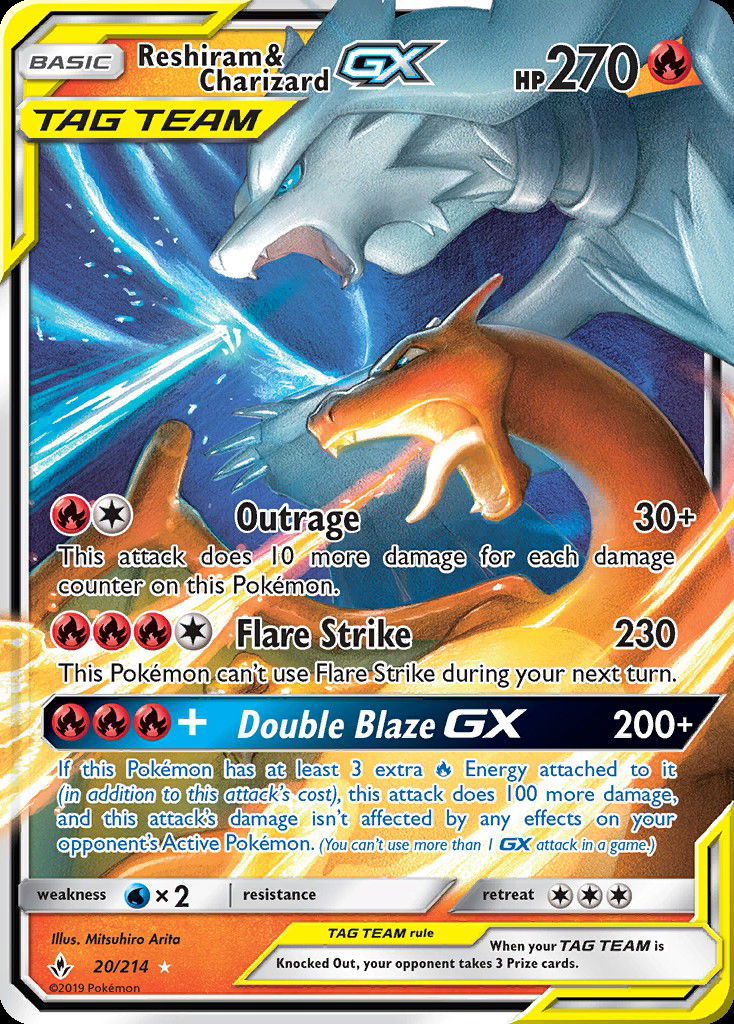 Reshiram & Charizard-GX UNB 20 Crop image Wallpaper