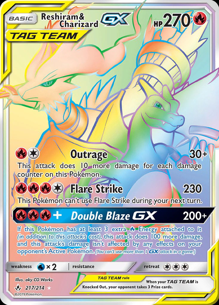 Reshiram E Charizard GX Pokémon Carta Em Português 20/214 - Deck