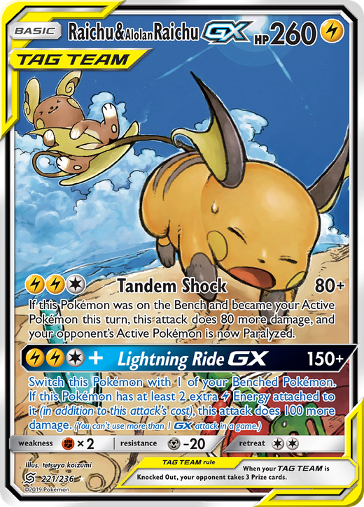 Raichu & Alolan Raichu-GX UNM 221 Full hd image