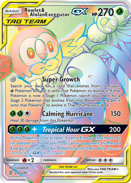 Rowlet & Alolan Exeggutor-GX UNM 237 Full hd image