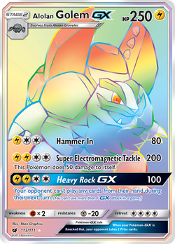 Alolan Golem-GX CIN 113 translates to Golem d'Alola-GX CIN 113.