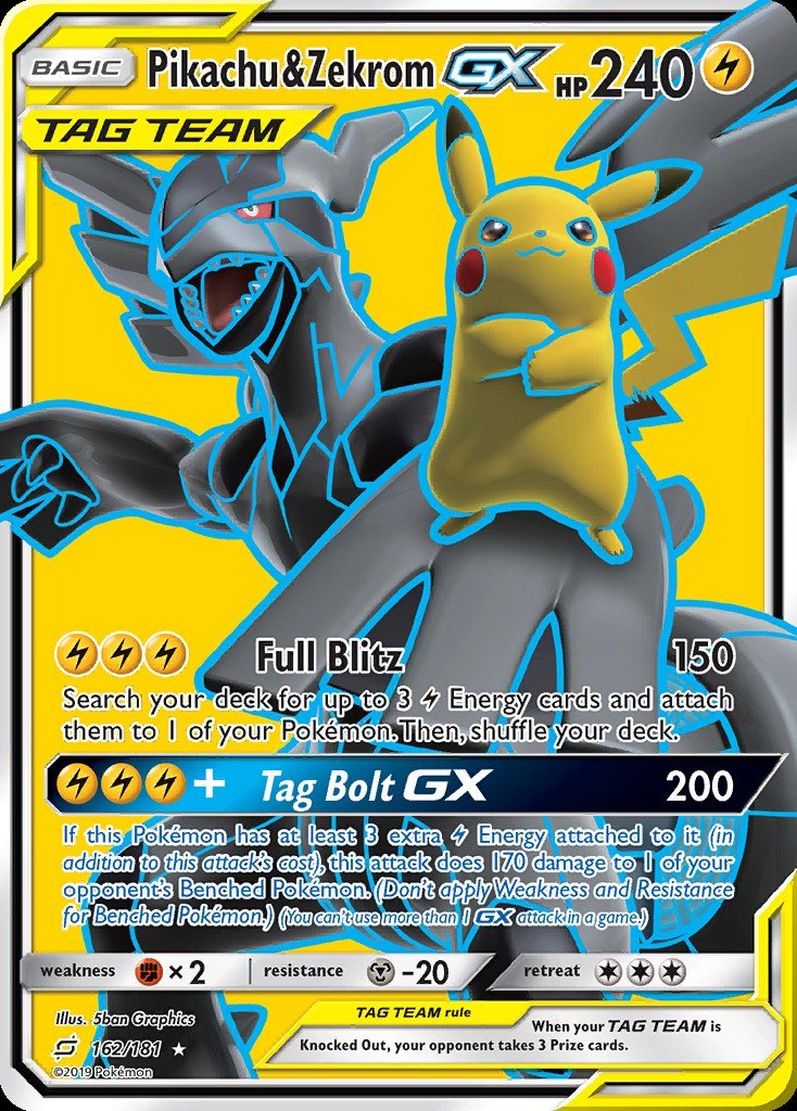 Pikachu & Zekrom-GX TEU 162 Crop image Wallpaper