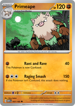 Primeape sv3pt5 57 translates to Colossinge pv70 57 in French. image