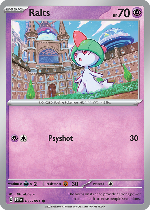 Ralts sv4pt5 27 translates to Gardevoir et Cadoizo 27 in French. image