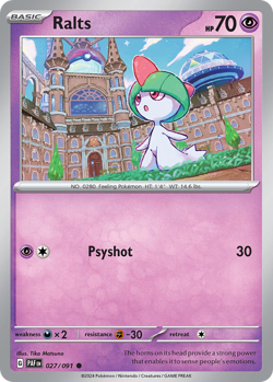 Ralts sv4pt5 27 translates to Gardevoir et Cadoizo 27 in French. image