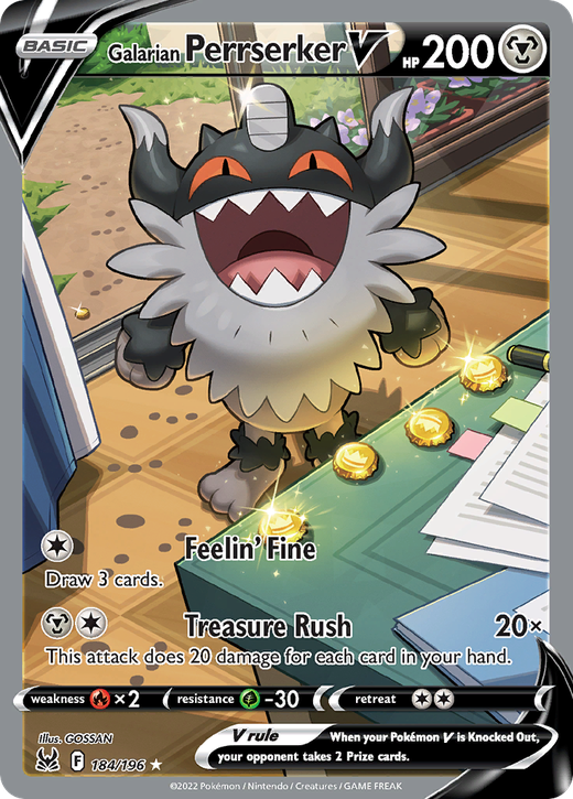 Galarian Perrserker V LOR 184 Full hd image