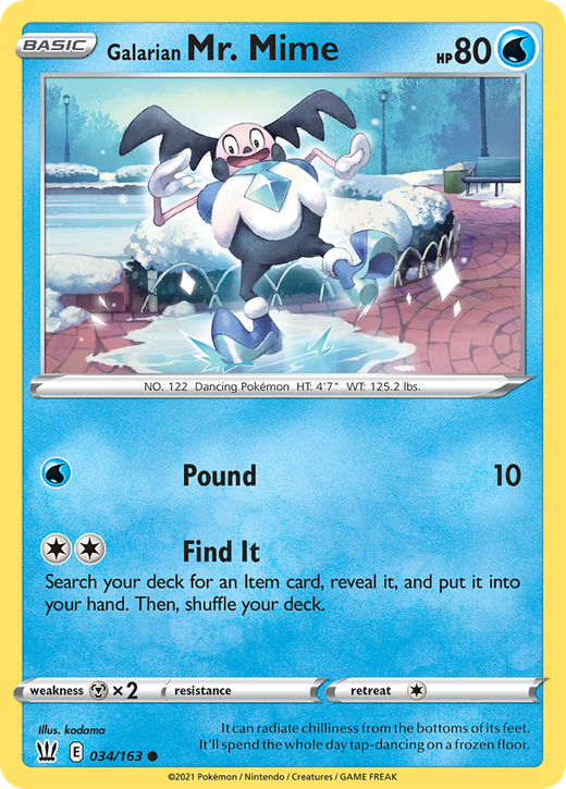 Galarian Mr. Mime BST 34 translates to Sr. Mime de Galar BST 34 in Spanish. image