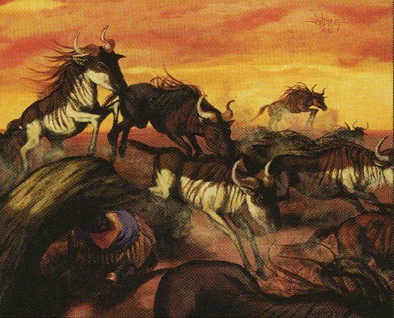 Stampeding Wildebeests Crop image Wallpaper