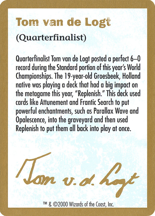 Tom van de Logt Bio (2000) Card Full hd image