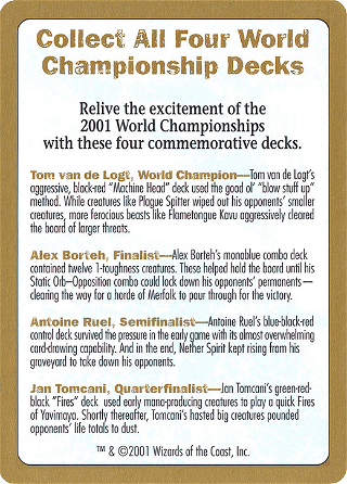 2001 World Championships Ad Card image