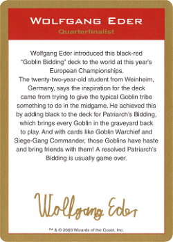 Carta de Biografia de Wolfgang Eder