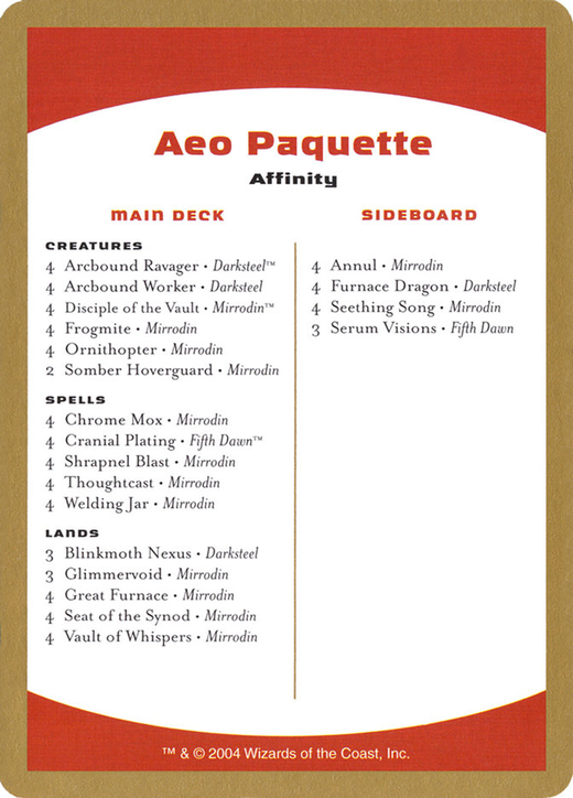 Aeo Paquette Decklist Card image
