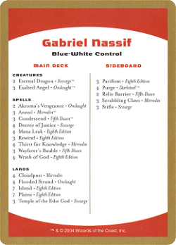 Gabriel Nassif Decklist Card