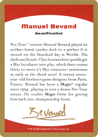 Manuel Bevand Bio Card image