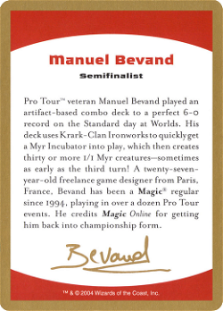 Carte Bio de Manuel Bevand