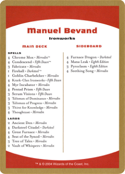 Lista de Cartas do Deck de Manuel Bevand