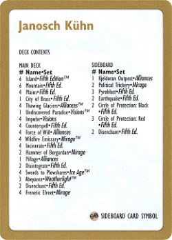 Lista de mazos de Janosch Kühn 1997 Carta