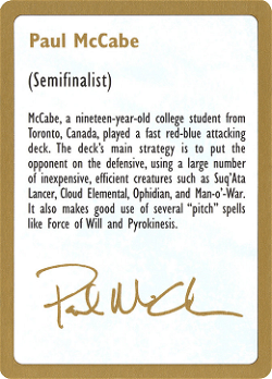 Cartão de Biografia de Paul McCabe