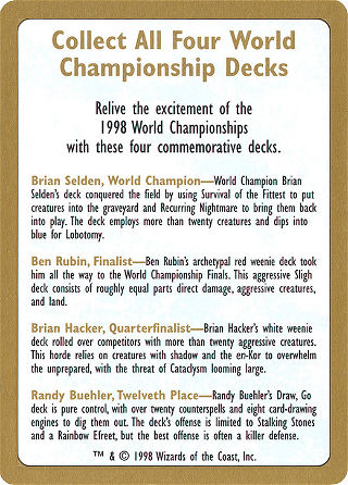 1998 World Championships Ad Card image