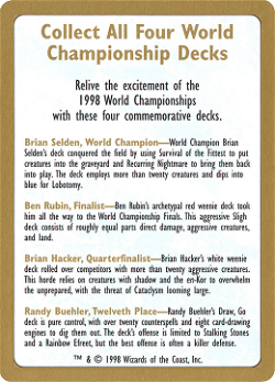 Championnats du monde 1998 Carte publicitaire