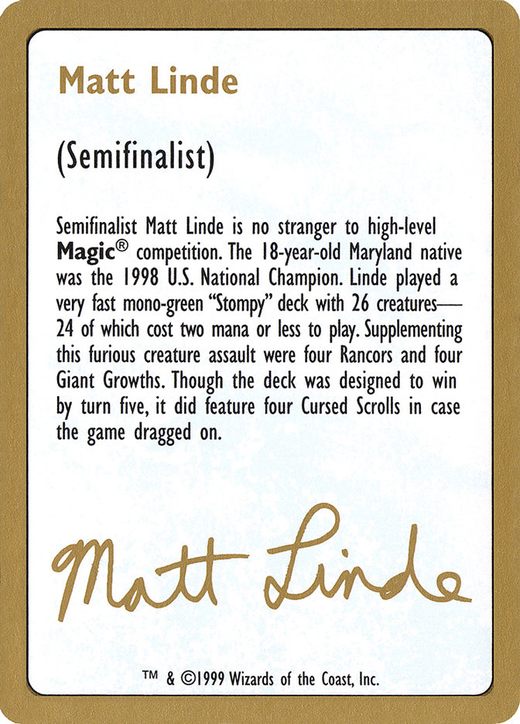 Matt Linde Bio Card Full hd image