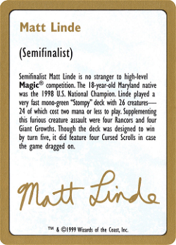 Карточка Мэтта Линде.