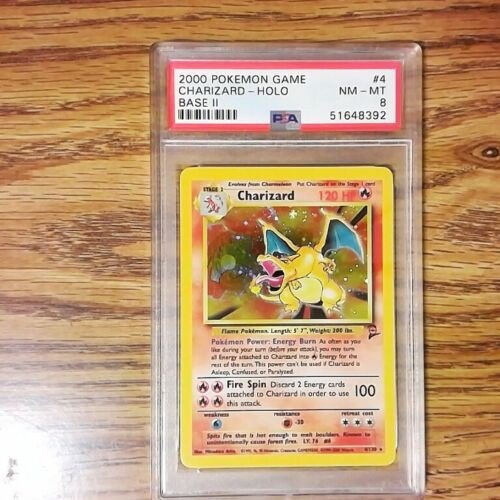 Charizard Holo PSA 8 being sold on Ebay